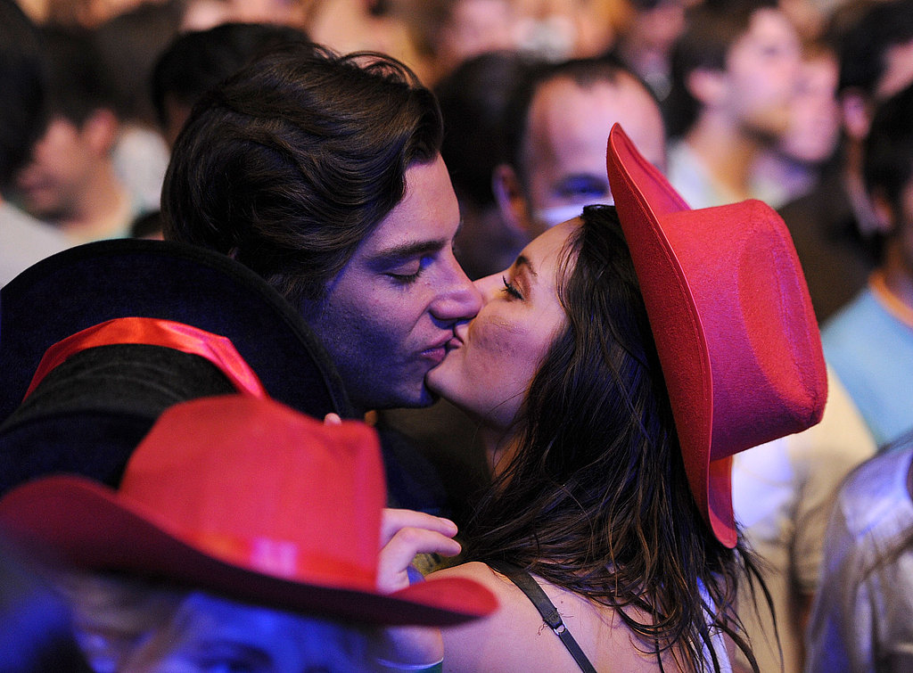 Fans kissed in the audience while attending Coachella in Indio, CA.
