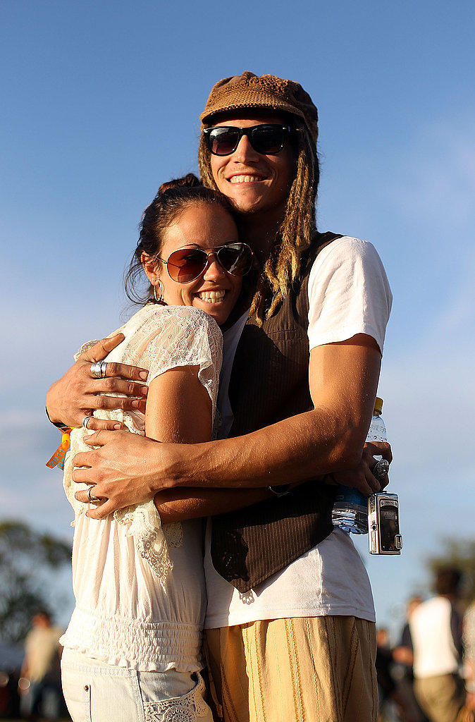 This pair of music fans snuggled up at the Bluesfest Music Festival in Byron Bay, Australia.
