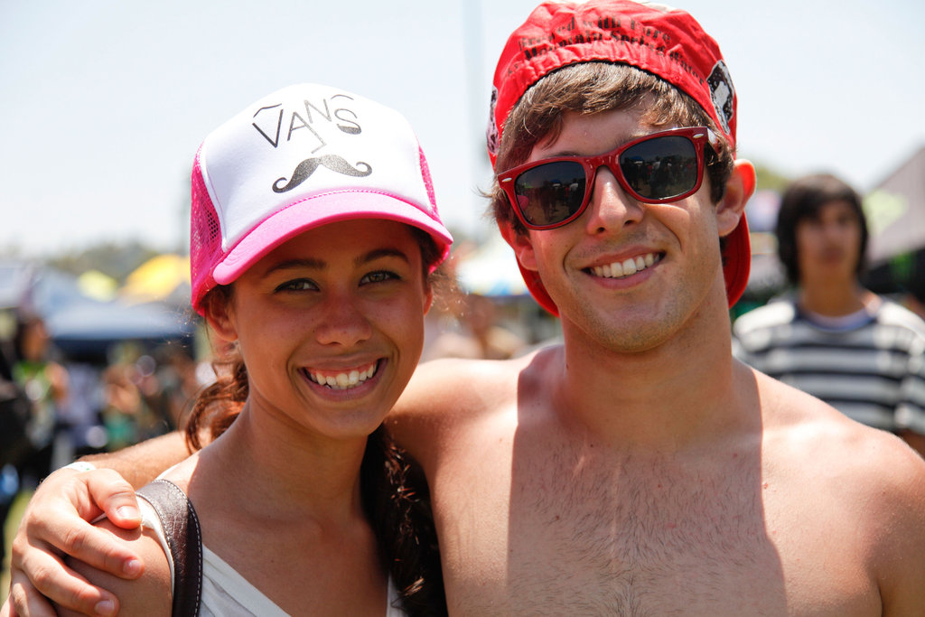 A cute couple donned hats at the 2012 Vans Warped Tour at Pomona Fairplex in Pomona, CA.
