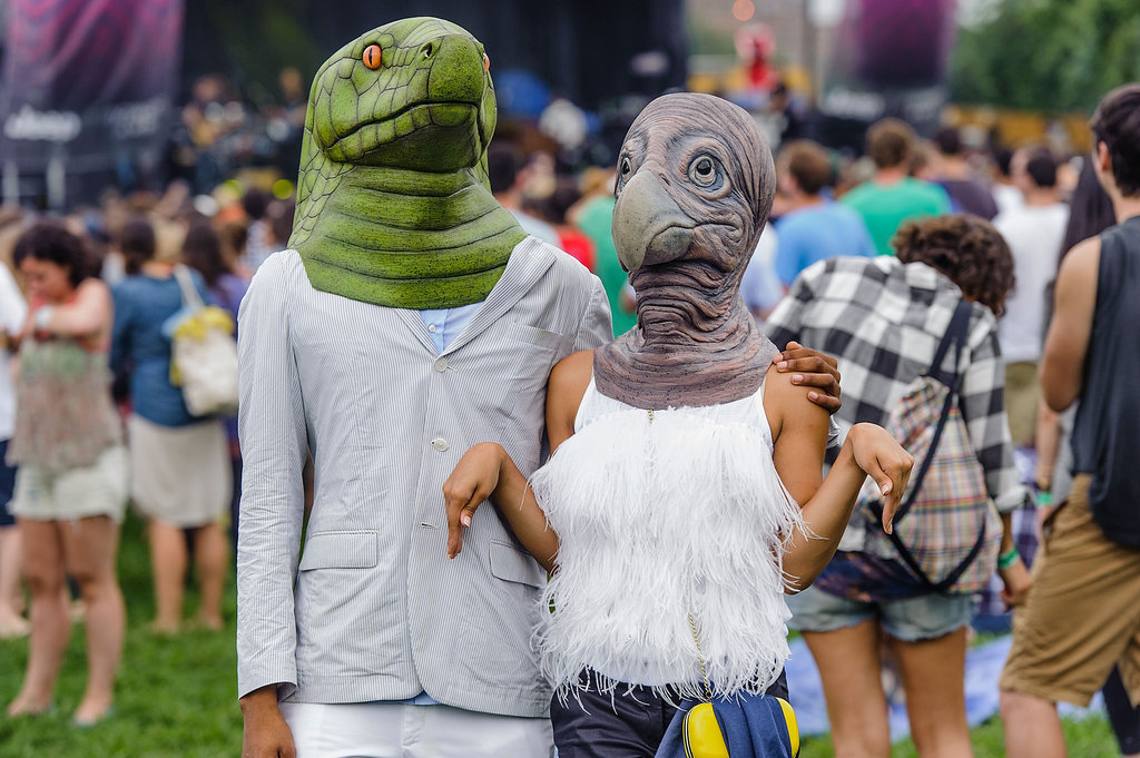 A masked pair of lovebirds attended the Catalpa Festival at Randall's Island in New York City. 
