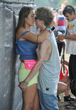 A couple got kissy during Lollapalooza at Grant Park in Chicago.
