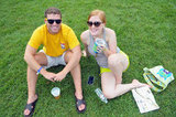 This couple of music fans sat on the grass together at Yeatman's Cove Park in Cincinnati, OH.
