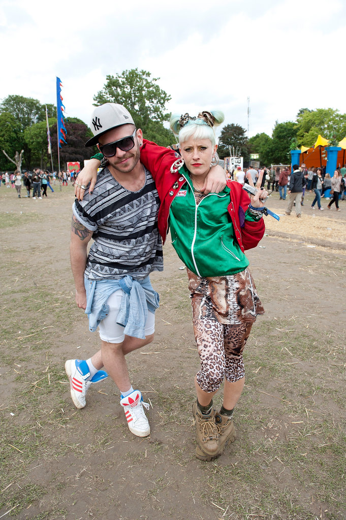 A couple attended the Lovebox Festival at Victoria Park in London.
