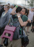 A couple hugged at Coachella.
