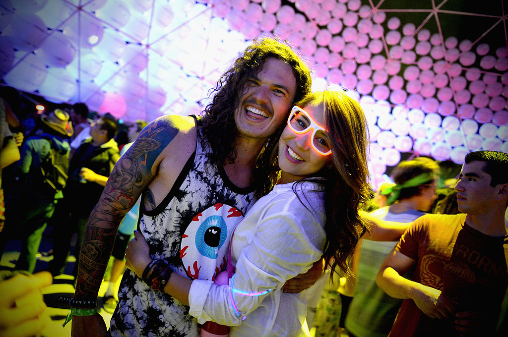 A couple glowed at the Coachella music festival in Indio, CA.
