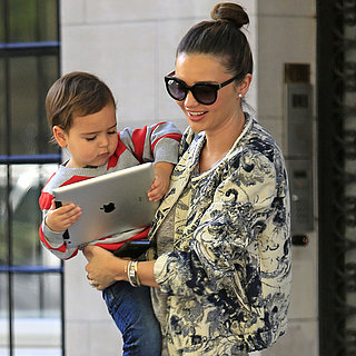 Miranda Kerr Carrying Son Flynn Bloom With an iPad in NYC