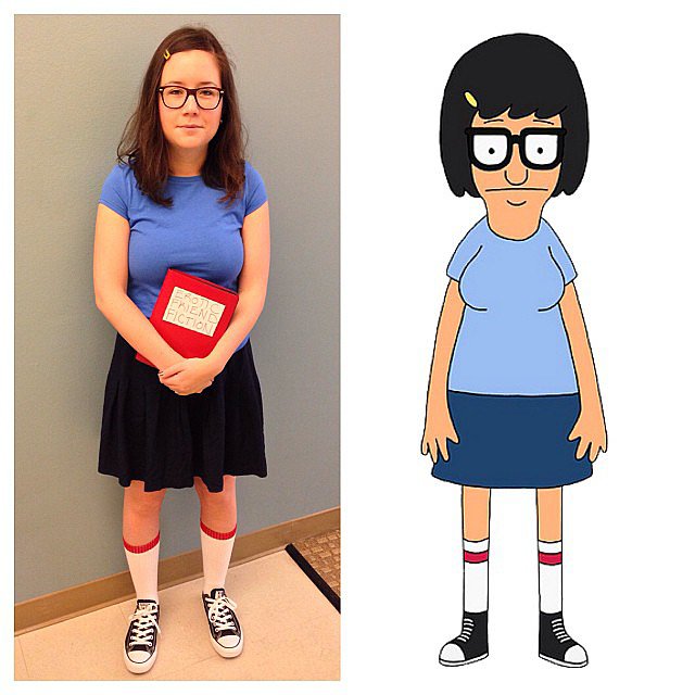 "I'm no hero. I put my bra on one boob at a time like everyone else." My Tina Belcher Halloween costume.
