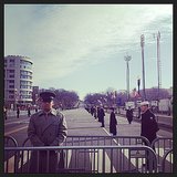 Armed services lining the parade route for the inauguration.
