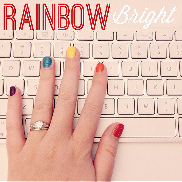 Rainbow nails for LGBT Pride month.
