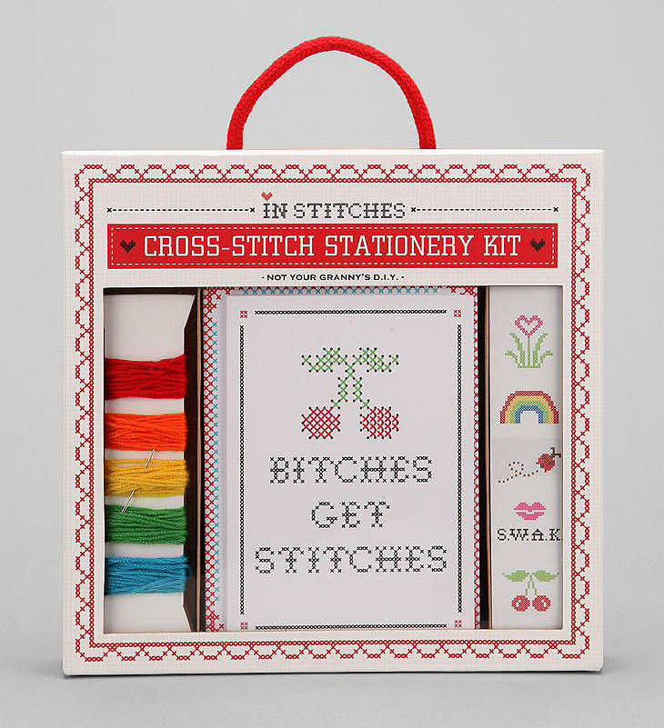 Send a sassy note with handmade flair using this cross-stitch stationery set ($20).
