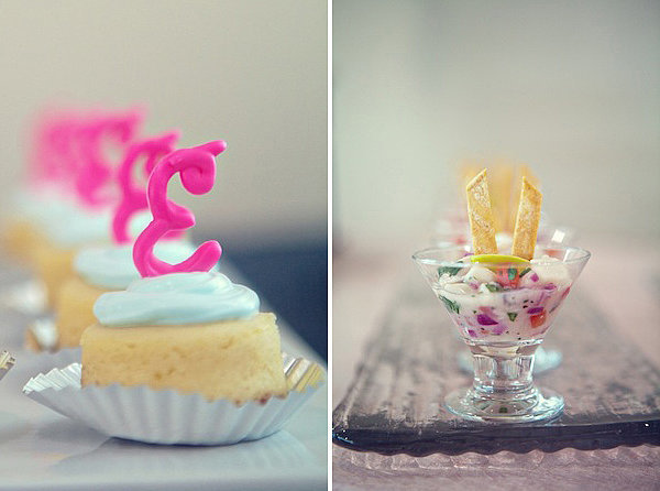 Remember who's the star! Mini cheesecakes are topped with the bride's first initial.
Photos by Serendipity Studios
