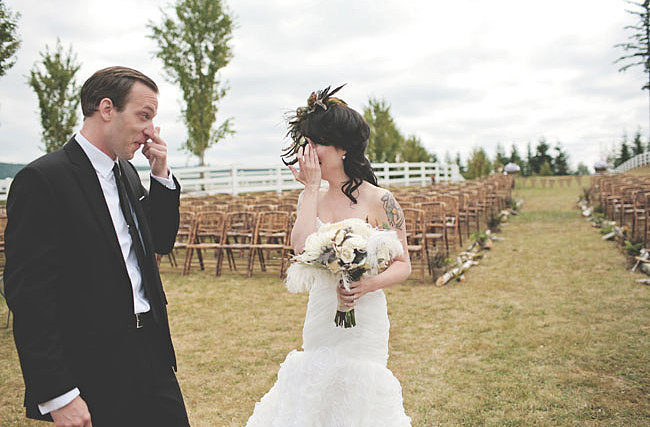 Tears of joy. 
Photo by Stacy Jacobsen via Green Wedding Shoes
