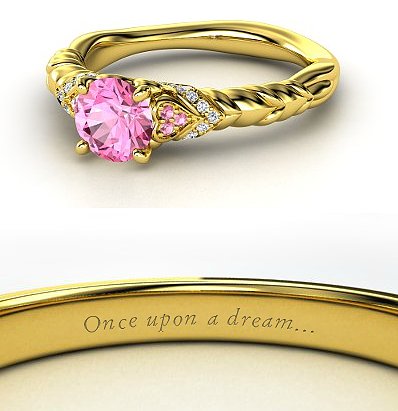 Sierra from Heck Yeah Disney Merch used Gemvara to create these Disney-princess-inspired rings — and they are spot-on, right down to the personalized engraving. You can buy Aurora's ring here!
