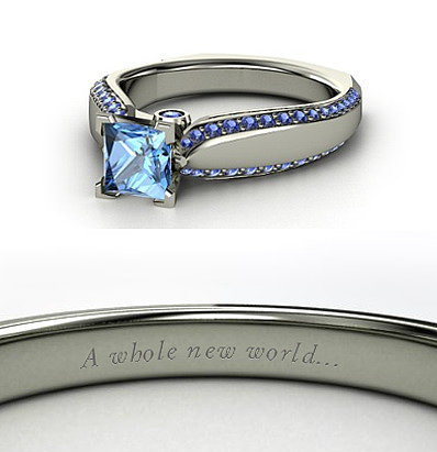 Sierra from Heck Yeah Disney Merch used Gemvara to create these Disney-princess-inspired rings — and they are spot-on, right down to the personalized engraving. You can buy Jasmine's ring here!
