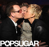 Bono, Portia de Rossi, and Ellen DeGeneres went in for a three-way kiss at the Vanity Fair Oscars party.
