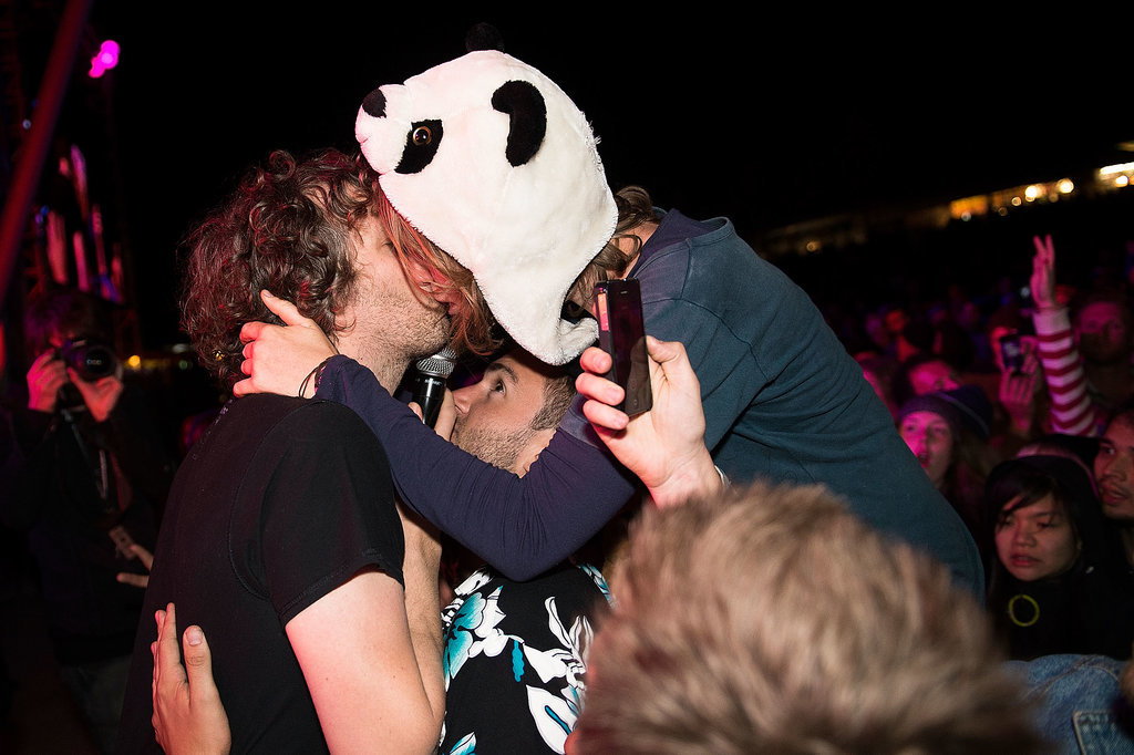 ChkChkChk got a kiss from a fan at Falls Festival in Lorne, Australia.
