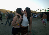 Two ladies locked lips at this year's Coachella.
