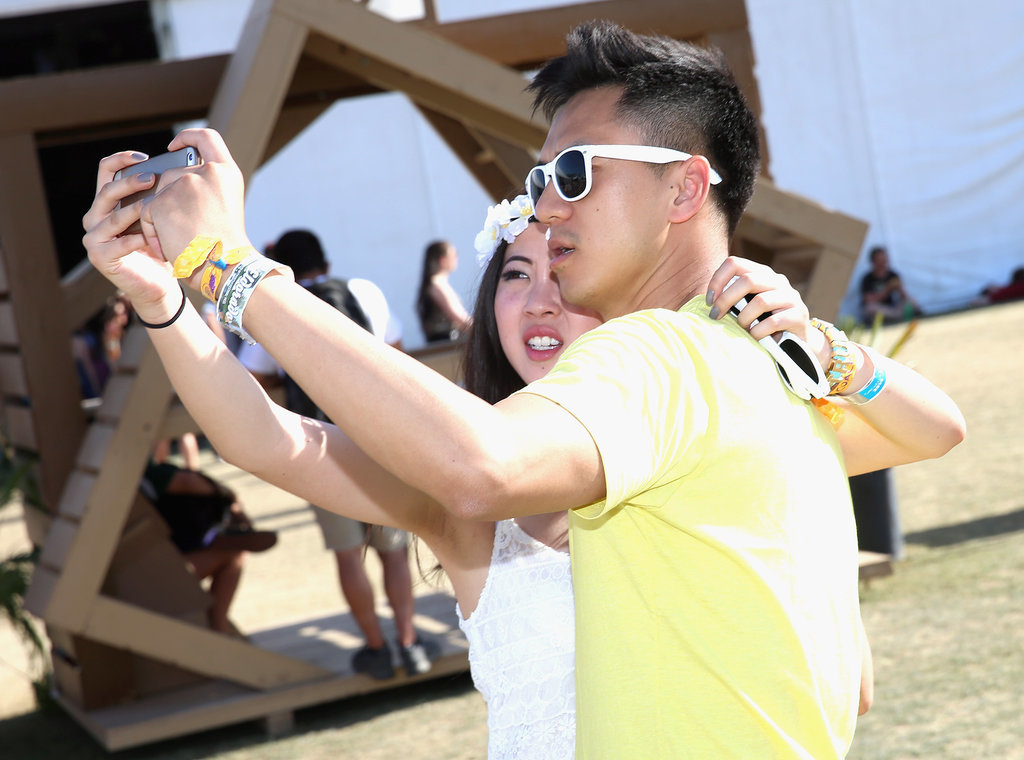 A couple took a selfie at Indio's Coachella.
