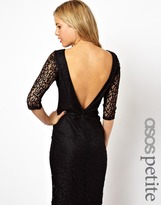 ASOS PETITE Exclusive Lace Midi Knot Back Dress with 3/4 Length Sleeve