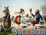 In this 1882 ad, a barmaid enjoys a stein of Bock Beer with her pal — a dressed-up goat. 
