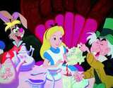 The March Hare, Alice, and the Mad Hatter in Alice in Wonderland