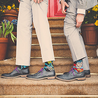 Superhero Socks For Grooms in Gay Wedding