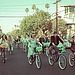 Parade on Wheels
Instead of a limo or dealing with valet parking, take a cue from this wedding and rent bikes for all your guests to head to the reception from the ceremony!
Photo by Sights & Sounds via Style Me Pretty